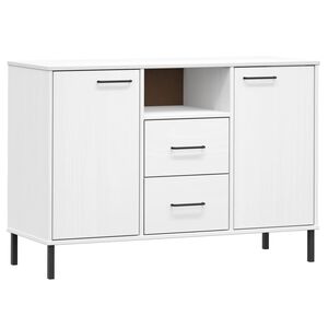 vidaXL Credenza Gambe Metallo Bianco 113x40x77 cm Legno Massello OSLO