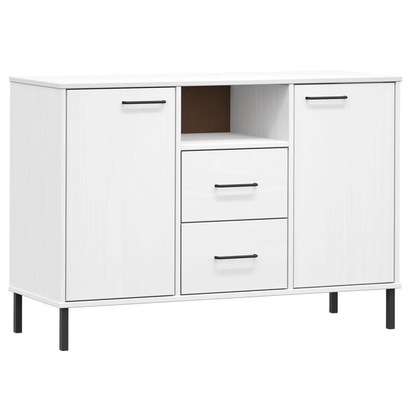 vidaXL Credenza Gambe Metallo Bianco 113x40x77 cm Legno Massello OSLO