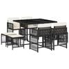 vidaXL Set da Pranzo da Giardino 9 pz con Cuscini Nero in Polyrattan