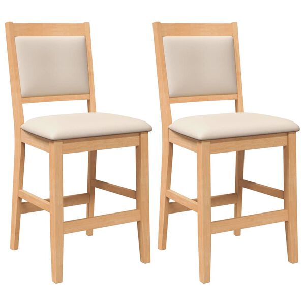 vidaXL Sgabelli da Bar con Cuscini 2pz Naturale Legno Massello Hevea