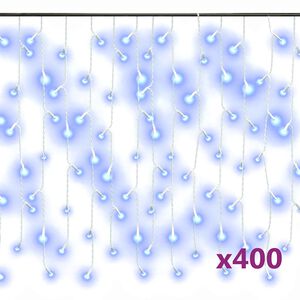 vidaXL Luci a Ghiaccioli a LED 10 m 400 LED Blu 8 Funzioni