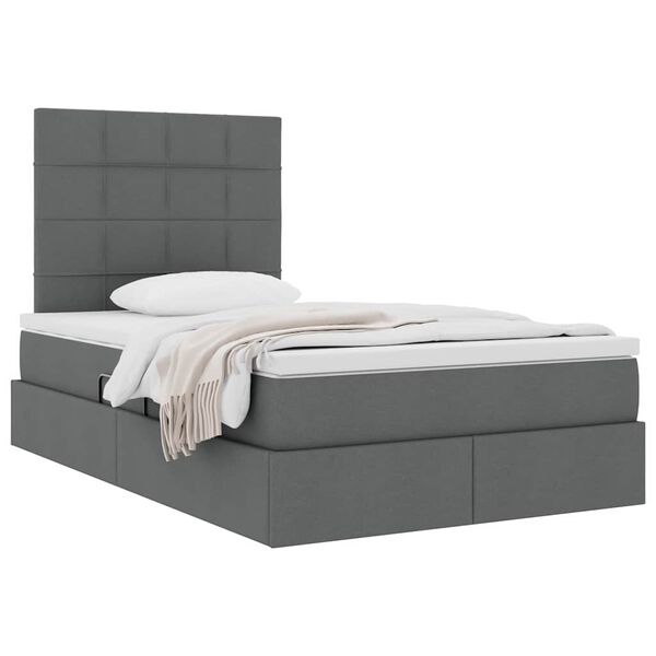 vidaXL Letto con contenitore e materasso Grigio scuro 120 x 200 cm
