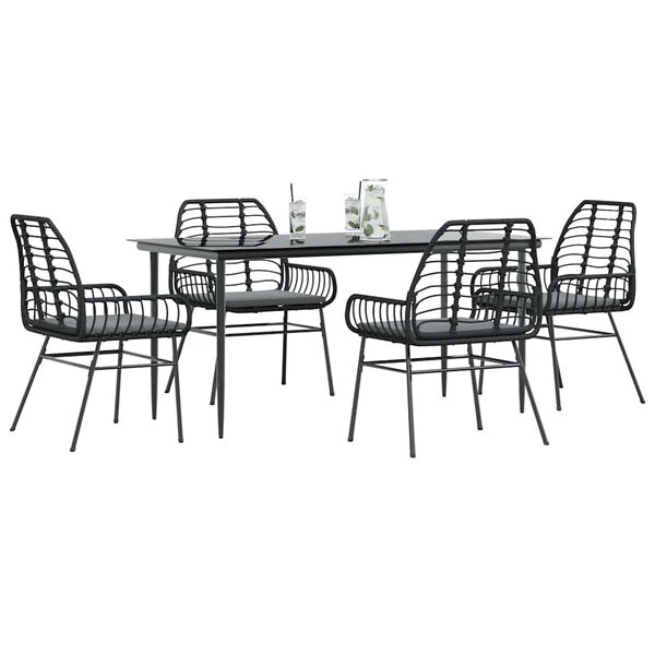 vidaXL Set da Pranzo da Giardino con Cuscini 5 pz Polyrattan Vetro