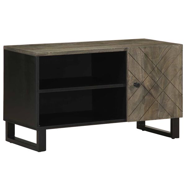 vidaXL Mobile Porta TV Nero 80x33x46 cm in Legno Massello di Mango