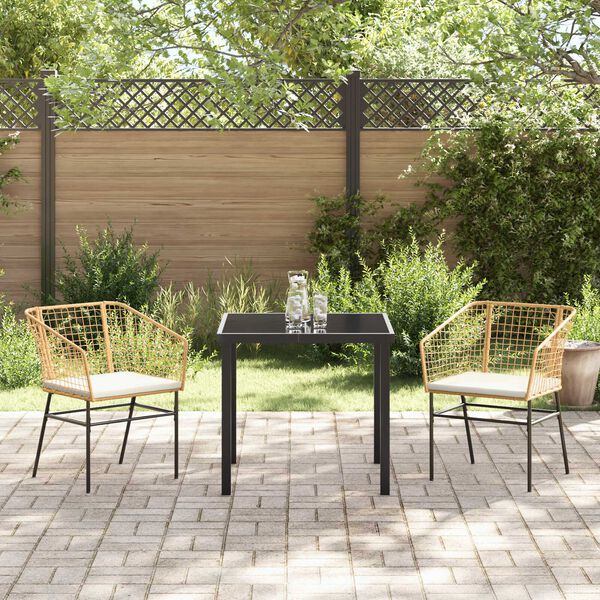 vidaXL Set da Pranzo per Giardino 3 pcs Marrone polyrattan