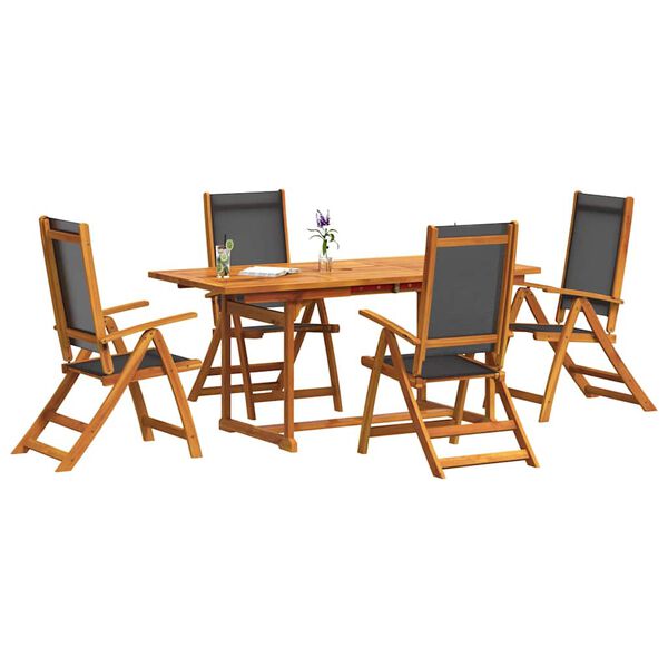 vidaXL Set Pranzo da Giardino 7pz Legno Massello di Acacia e Textilene