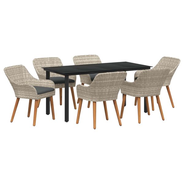 vidaXL Set da Pranzo per Giardino 7 pcs Grigio chiaro polyrattan
