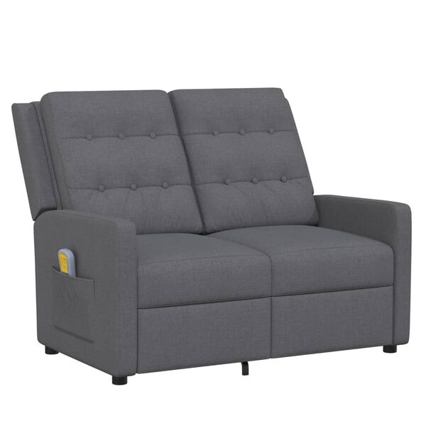 vidaXL Divano Massaggiante Reclinabile a 2 Posti Grigio Chiaro Tessuto