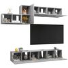 vidaXL Set di Mobili Porta TV 7 pz Grigio Cemento in Legno Multistrato