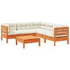 vidaXL Set Divani Giardino 6pz con Cuscini Marrone Cera Massello Pino