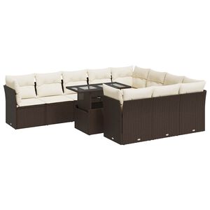 vidaXL Set Divani da Giardino 11 pz con Cuscini Polyrattan Marrone