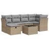 vidaXL Set Divani da Giardino 7 pz con Cuscini Beige in Polyrattan