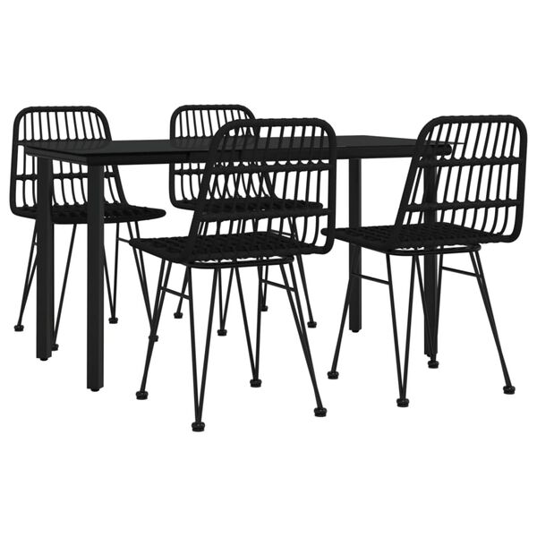 vidaXL Set da Pranzo da Giardino 5 pz Nero in Polyrattan