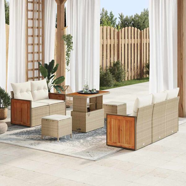 vidaXL Set Divano da Giardino 10 pcs Beige e Crema polyrattan