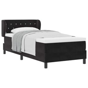 vidaXL Letto a molle con materasso Nero 90 x 200 cm Velluto
