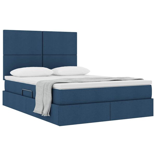 vidaXL Letto con contenitore e materasso Blu 140 x 200 cm Poliestere