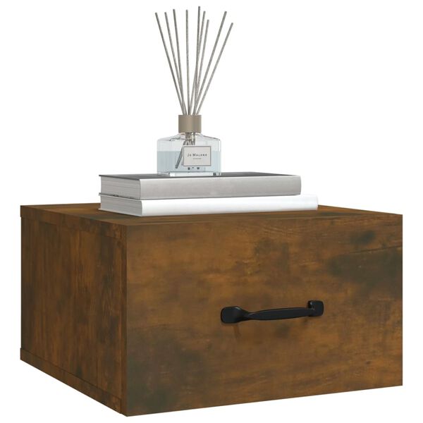 vidaXL Comodini a Muro 2 pz Rovere Fumo 35x35x20 cm