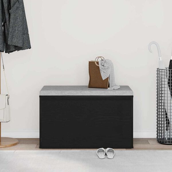 vidaXL panchina con cassetto Nero 80 x 40 x 45 cm Legno multistrato