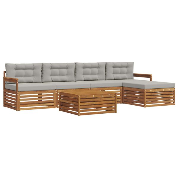 vidaXL Set di divani da esterno 6 pcs Grigio Naturale e Chiaro