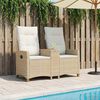 vidaXL Panchina reclinabile con tavolo Beige e Bianco Crema polyrattan