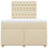 vidaXL Giroletto a Molle con Materasso Crema 120x190 cm in Tessuto