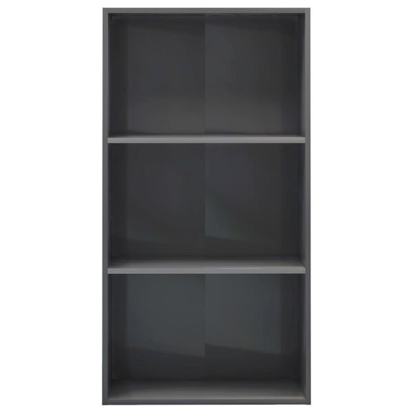 vidaXL Libreria 3 Ripiani Grigio Lucido 60x30x114cm Legno Multistrato