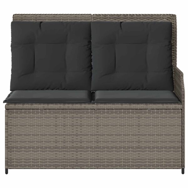 vidaXL Panchina da giardino con cuscino Grigio polyrattan