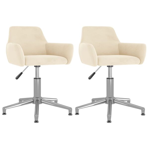 vidaXL Sedie da Pranzo Girevoli 2 pz Crema in Velluto