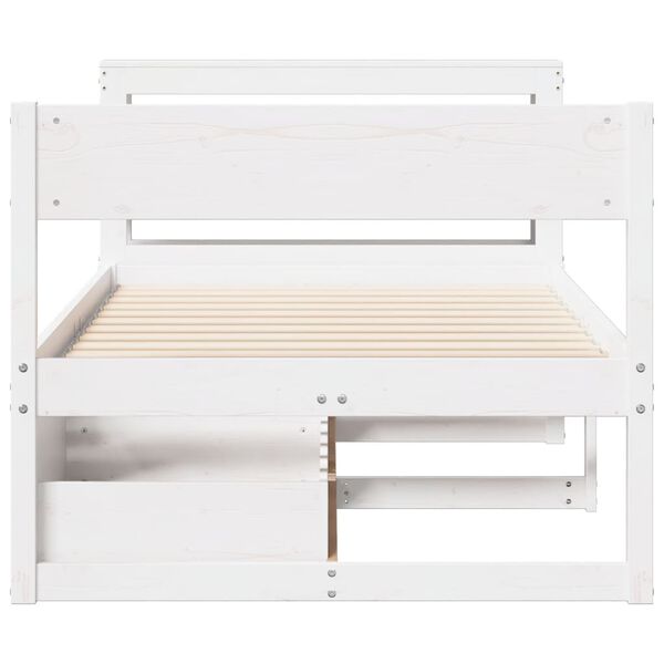vidaXL Letto senza Materasso Bianco 75x190 in Legno Massello di Pino