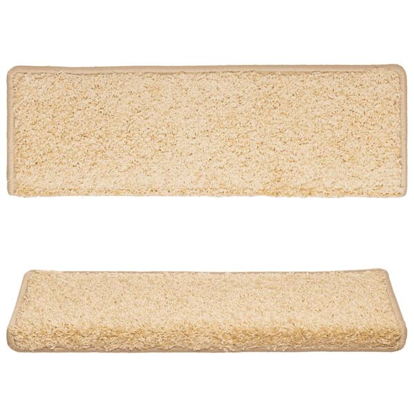 vidaXL Tappetini per scale 10 pz 65x21x4 cm Crema Bordo rettangolare