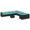 vidaXL Set Divani da Giardino 11 pz con Cuscini in Polyrattan Nero