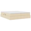 vidaXL Letto con contenitore e materasso Crema 200 x 200 cm Poliestere
