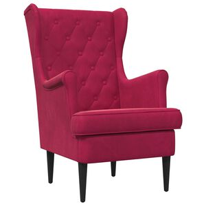 vidaXL Poltrona Rosso Vino Velluto