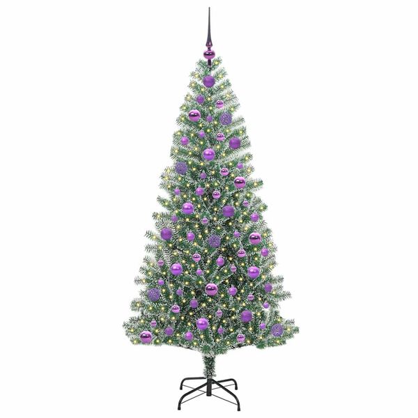 vidaXL Albero di Natale Artificiale Imbiancato con Luci LED 180 cm