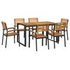vidaXL Set Pranzo da Giardino 7 pz Legno Massello di Acacia e Metallo