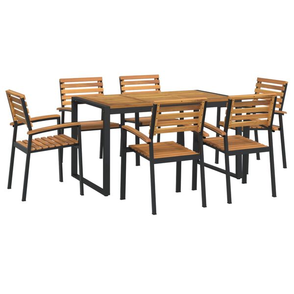 vidaXL Set Pranzo da Giardino 7 pz Legno Massello di Acacia e Metallo