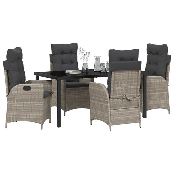 vidaXL Set da Pranzo per Giardino 5 pcs Grigio chiaro polyrattan