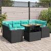 vidaXL Set Divani da Giardino con Cuscini 7pz Nero Polyrattan