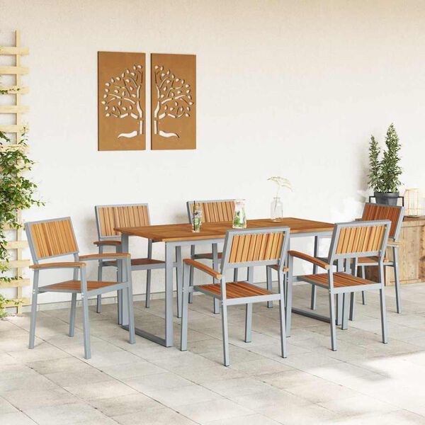 vidaXL Set da Pranzo per Giardino 7 pcs Grigio