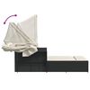 vidaXL Lettino Prendisole Doppio Baldacchino e Cuscini Nero Polyrattan