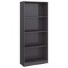vidaXL Libreria 4 Ripiani Grigio Lucido 60x24x142 cm Legno Multistrato