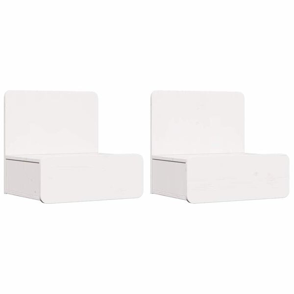 vidaXL Comodino 2 pcs Bianco 44 x 32,5 x 40 cm Legno di pino massello