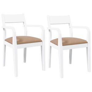 vidaXL Sedie da Pranzo con Cuscini 2 pz Bianco Legno Massello di Hevea