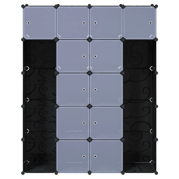 vidaXL Armadietto Modulare 14 Scomparti Nero e Bianco 37x146x180,5 cm