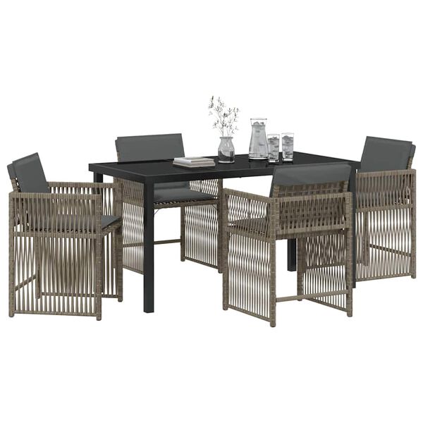 vidaXL Set da Pranzo per Giardino 5 pcs Grigio polyrattan