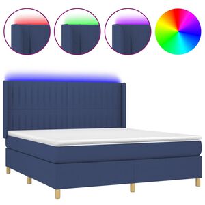 vidaXL Letto a Molle con Materasso e LED Blu 180x200 cm in Tessuto
