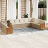 vidaXL Set Divano da Giardino 10 pz con Cuscini Beige in Polyrattan