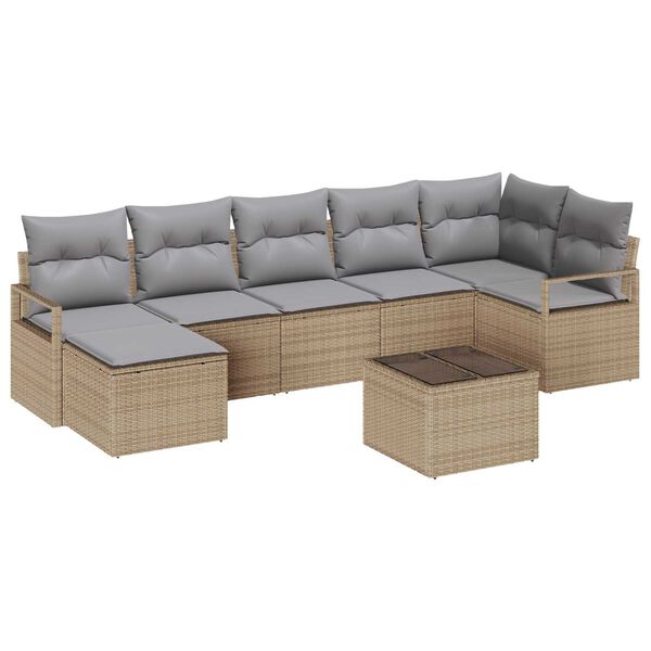 vidaXL Set di divani 8 pcs Beige e Grigio Chiaro polyrattan