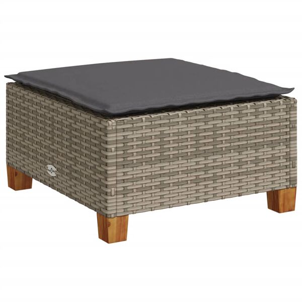 vidaXL Sgabello Giardino con Cuscino Grigio 63,5x56x32cm in Polyrattan
