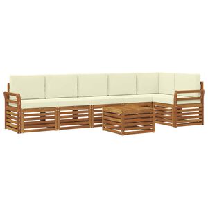 vidaXL Set di divani da esterno 7 pz Naturale e Crema Poliestere
